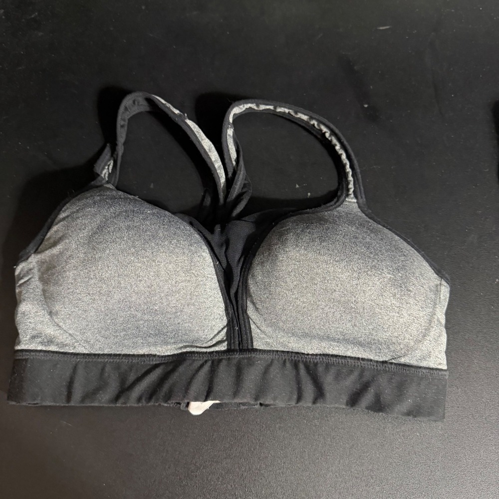 C9 Champion Sports Bra Womens XS Gray Black Padded‎ High Impact Racerback
